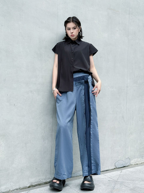 Stripe Panel Wide Pants